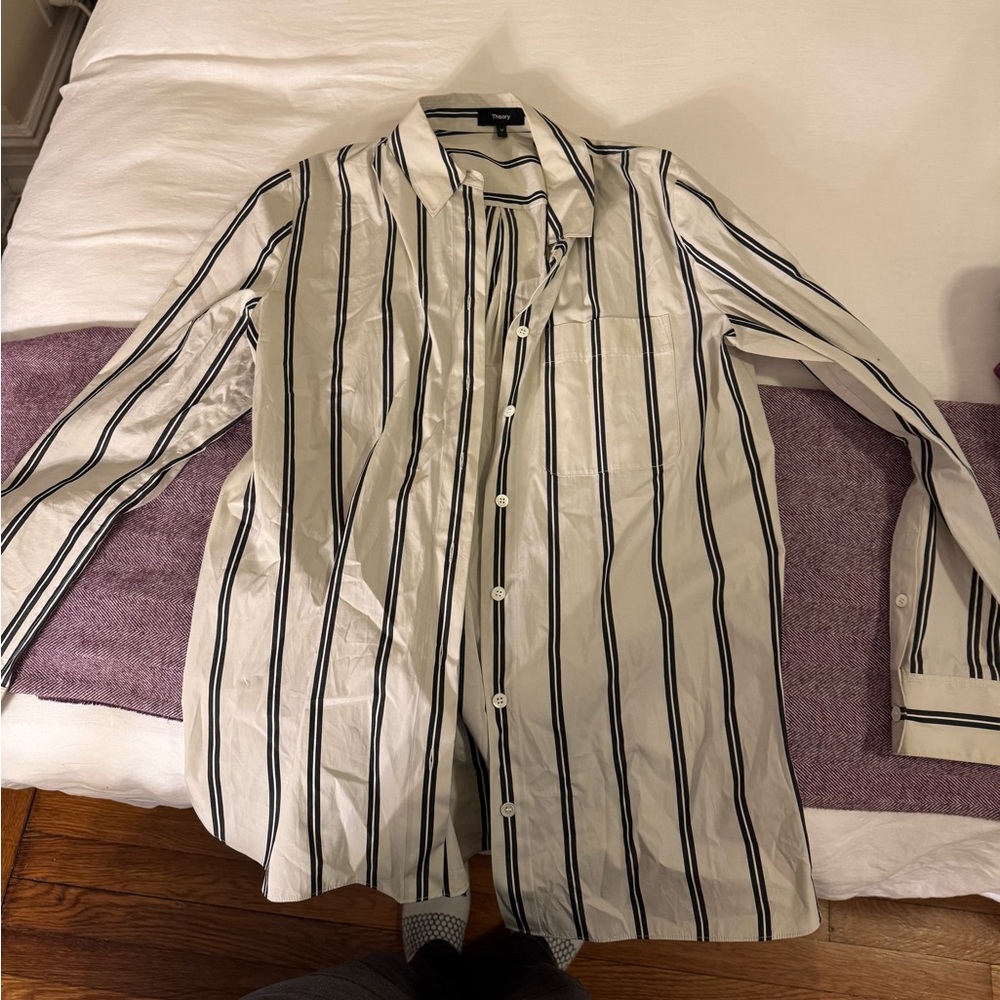 Theory striped button down shirt